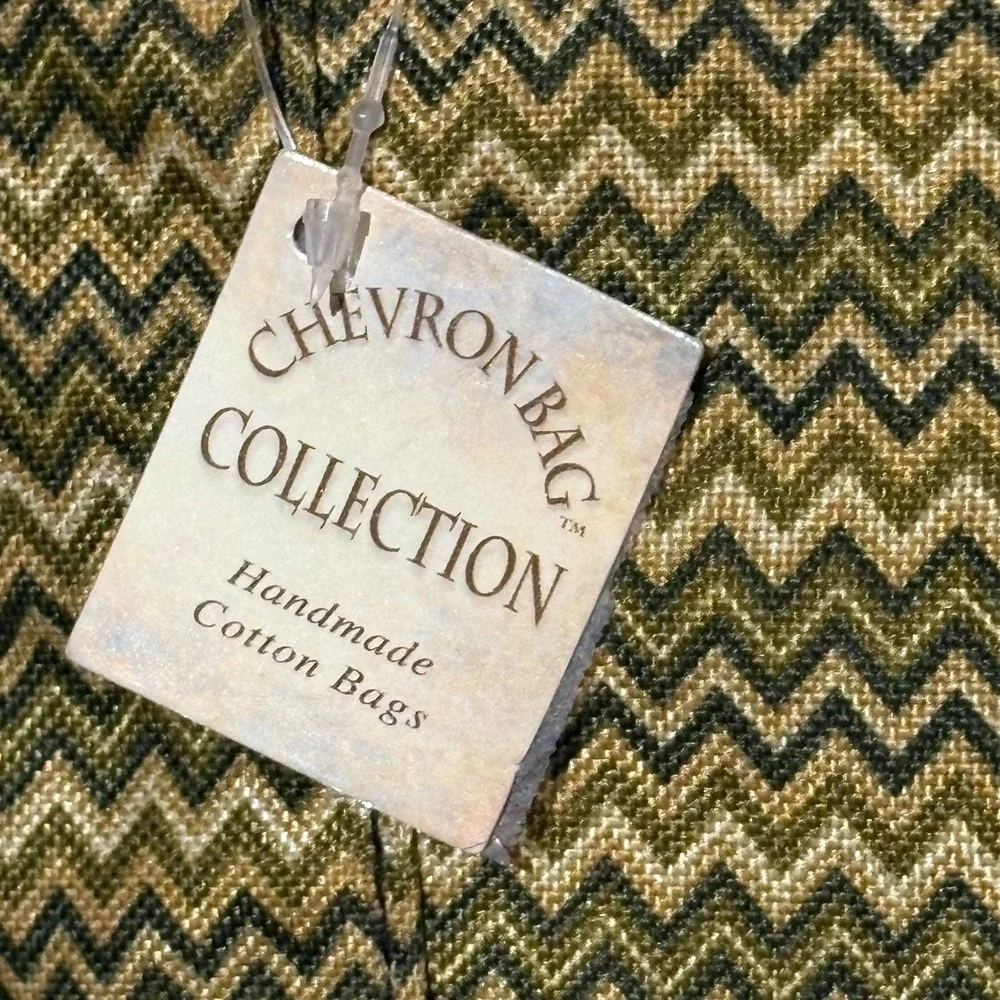 Calypso Studios Chevron Bag Collection Handmade Cotton Tote Olive Green Zigzag